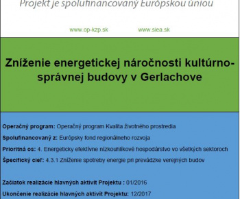 Zníženie energetickej náročnosti kultúrno-správnej budovy v Gerlachove.